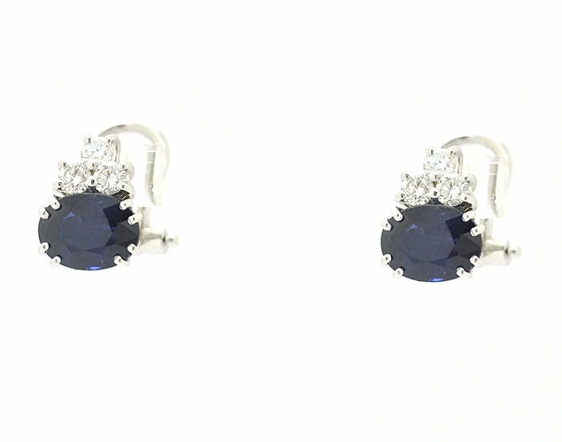 Boucles d'oreilles Boucles d’oreilles en or blanc 18 ct avec saphirs et diamants 58 Facettes 9615