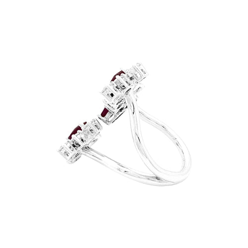 Bague 46 Bague ouverte en or blanc 750 sertie de rubis et diamants 58 Facettes 35094