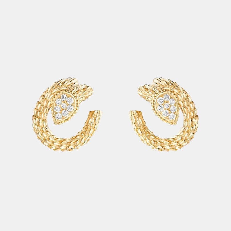 Boucles d'oreilles Serpent Bohème Or jaune S Motif Diamant 0.75ct