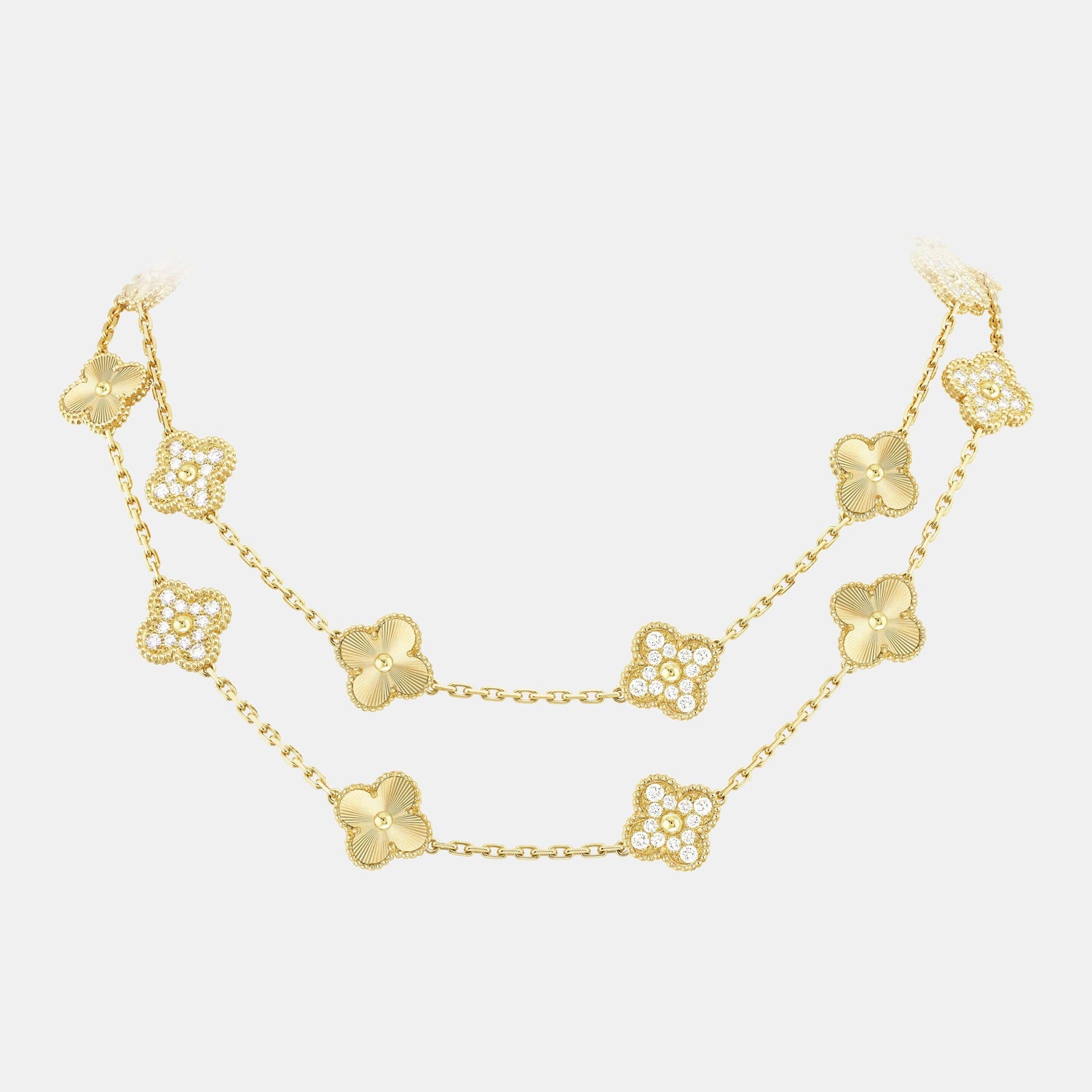 Collier Vintage Alhambra Or jaune Diamant 4.83ct