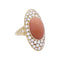 Bague 56 Bague navette en or jaune 18K, corail peau d’ange et diamants 58 Facettes 33265
