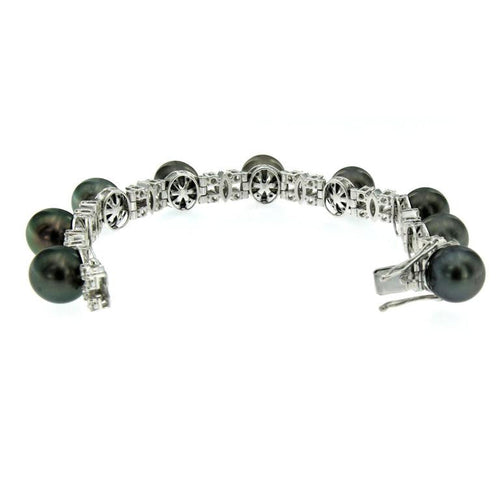 Bracelet Bracelet perles de Tahiti et diamants en or blanc 18k 58 Facettes B7
