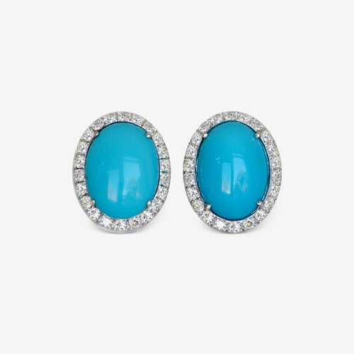 Boucles d'oreilles Boucles d'oreilles en or avec turquoise et diamants 58 Facettes 22632