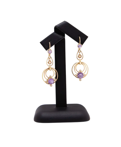 Boucles d'oreilles Tourbillon Améthyste - Boucles d’oreilles pendantes en or jaune 18K 58 Facettes BO200126/TourbillonAmethyste/PHOTO