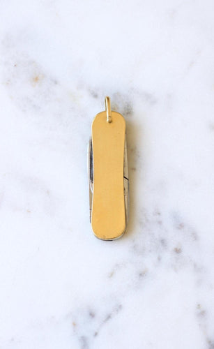 J.A. Henckels vedhæng - Schweizisk knivvedhæng i gult guld og diamanter med hestesko 58 Facettes