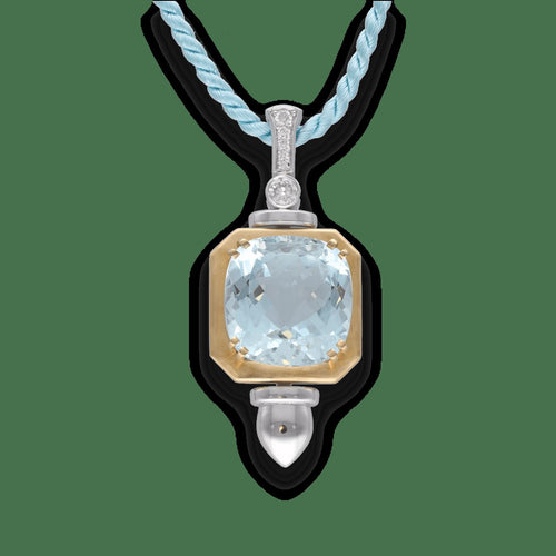 Pendentif Pendentif en or gris et jaune 18K avec aigue-marine 20,60 ct et diamants 58 Facettes FB09473