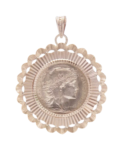 Pendentif Marianne - Pendentif en or rose 18 ct avec pièce signée J.C Chaplain 58 Facettes BO210685/MARIANNE