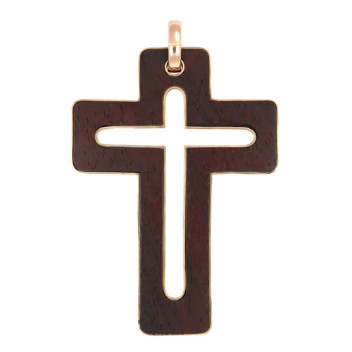 Pendentif Pendentif en or rose 750 et bois d’ébène 58 Facettes 64600020