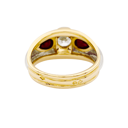 Bague 51 Bague jonc en or jaune et platine avec diamant et rubis 58 Facettes 34341