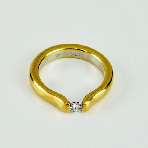 Ring 53 Vintage spændingsring i Platin 950 og guld 750 med diamant 0,27 ct 58 Facettes 2090