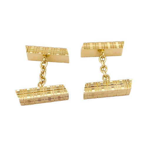 Boutons de manchette Hermès - Boutons de manchette en or jaune 750 guilloché 58 Facettes 33317