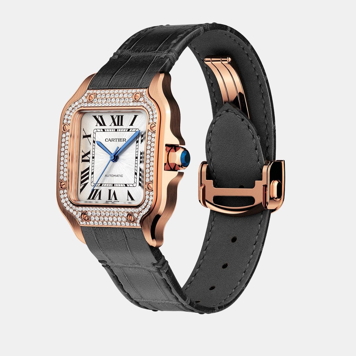 Montre Santos Or rose Diamant