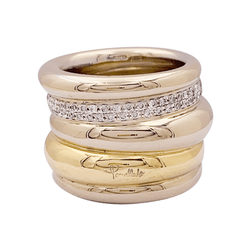Bague 51 Pomellato Tubolare - Bague en or jaune et or blanc avec diamants 58 Facettes 34163