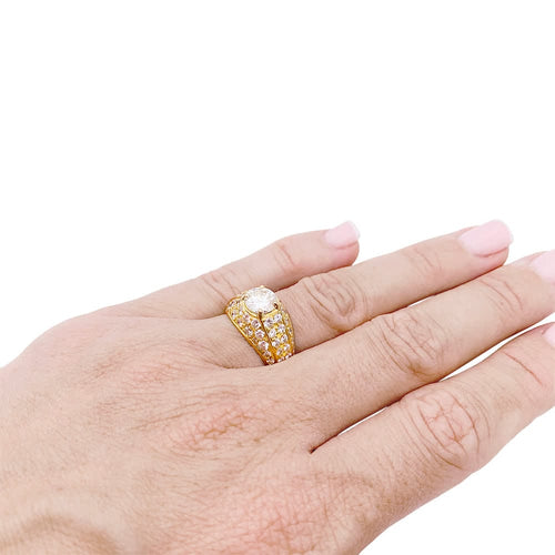 Bague 51 Bague jonc anglais en or jaune 750 sertie de diamants 58 Facettes 32736
