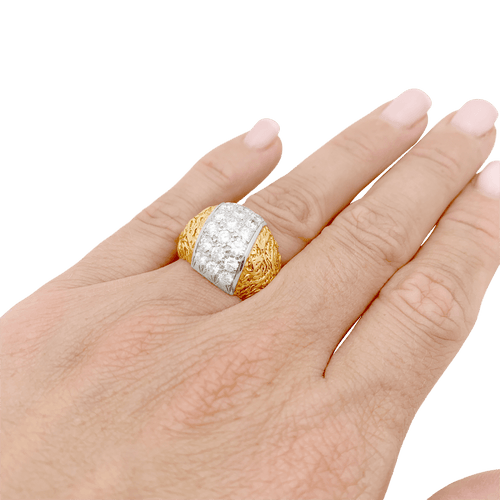 Bague 51 Bague bicolore en or jaune et or blanc 18K sertie de diamants 58 Facettes 34693