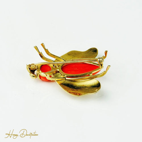 Hänge Hänge bi i 18 karats gult guld och korall 58 Facettes 2020
