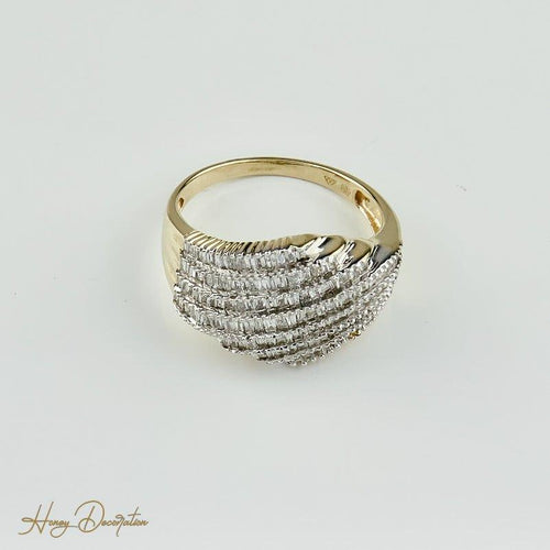 Ring 57 Ring i gult guld 585 med 138 baguetteslebne diamanter 58 Facettes 2184