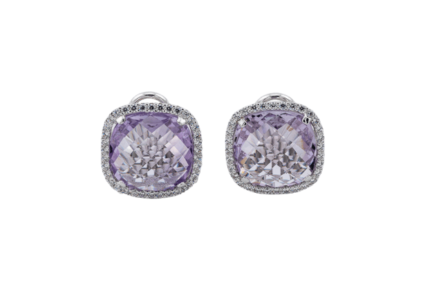 Boucles d'oreilles Oro Bianco Boucles d’oreilles en or blanc 18 ct avec améthystes et diamants 58 Facettes ORC52