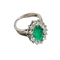 Pierścionek 52,5 Pierścionek z białego złota 14 karatów z szmaragdem i diamentami 58 Facettes 2977