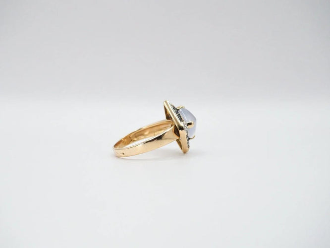 Bague 58 Bague or jaune quartz saphirs et diamants 58 Facettes 5081