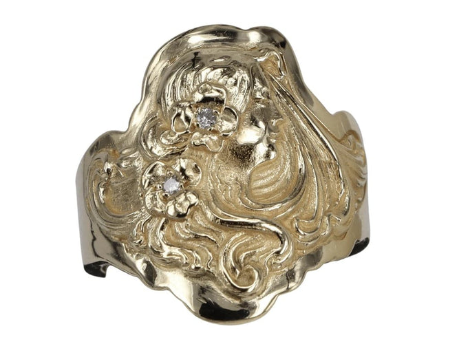 Bague Bague en or jaune diamant sculpté à la main 58 Facettes BA-1131