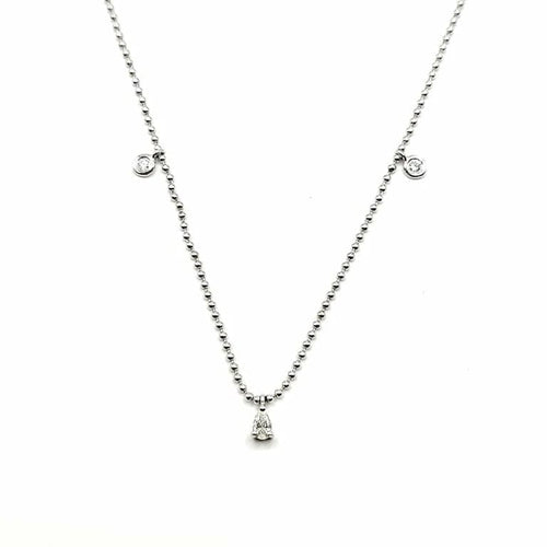 Collier Collier or blanc serti de diamants naturels 58 Facettes