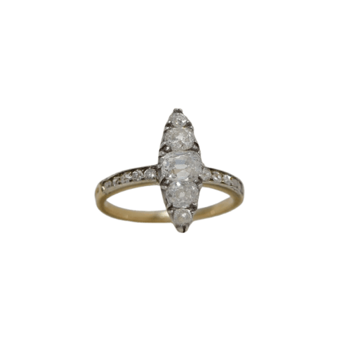 Prsten 54 Edvardijanski prsten naveta od žutog zlata 585 i dijamanata 58 Facettes 2919