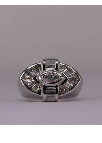 Bague 54 Bague Or blanc et Diamants 58 Facettes RNG0610