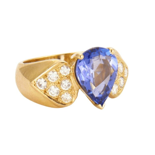 Bague 54 Bague en Or jaune, diamants, tanzanite 58 Facettes