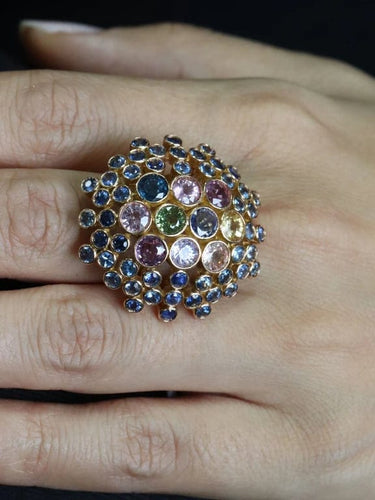 Bague 54 Bague cocktail Or jaune Saphirs de couleur 100cts 58 Facettes N2970