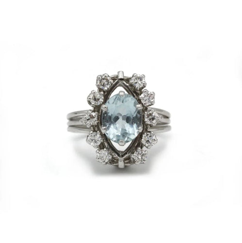 Bague 53 Bague - Or, Aigue-Marine et diamants 58 Facettes 250103R