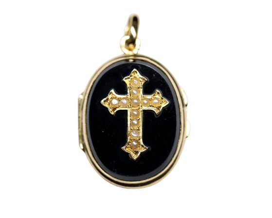 Anhänger Anhänger zum Öffnen aus 750er Roségold und Onyx 58 Facettes A11902