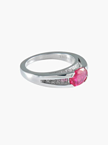 Bague 51.5 Bague rubis du Mozambique en or blanc et diamants 58 Facettes 419 00086