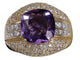 Bague Bague Vintage Coussin améthyste et diamants mixtes en or jaune 58 Facettes BA-1319