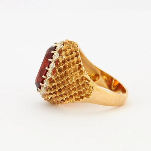 Bague 53 Bague Boule Or Jaune Torsadé Diamants Quartz 58 Facettes 4163