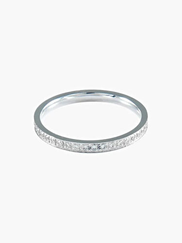 Bague 52.5 Alliance américaine tour complet en or blanc et diamants 58 Facettes 403 00018