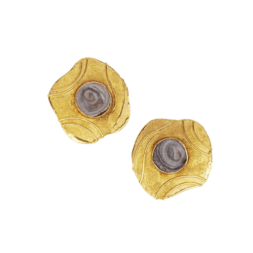 Elizabeth Gage -rengas - 18K keltakultainen koru ja akaattigeodit 58 Facettes