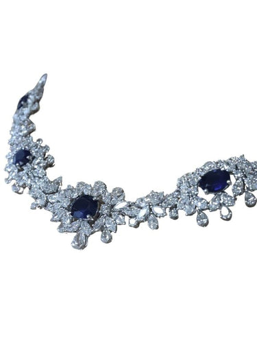 Collier Collier de cocktail diamants et saphirs Ceylon or blanc 58 Facettes NECK 88