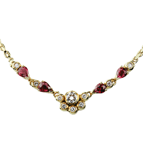 Collier Collier vintage - Halskette en or jaune 18 carats rubis et diamants 58 Facettes 2065