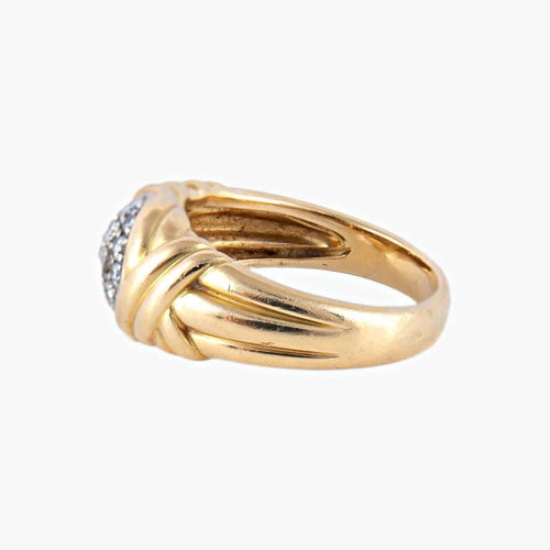 Bague 58 Bague pavée de 19 diamants en or jaune 750 58 Facettes