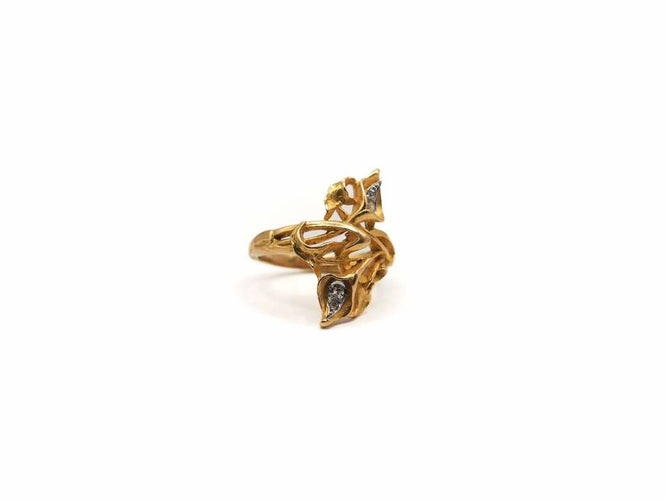 Bague 54 Bague allure florale or jaune et diamants 58 Facettes 5347