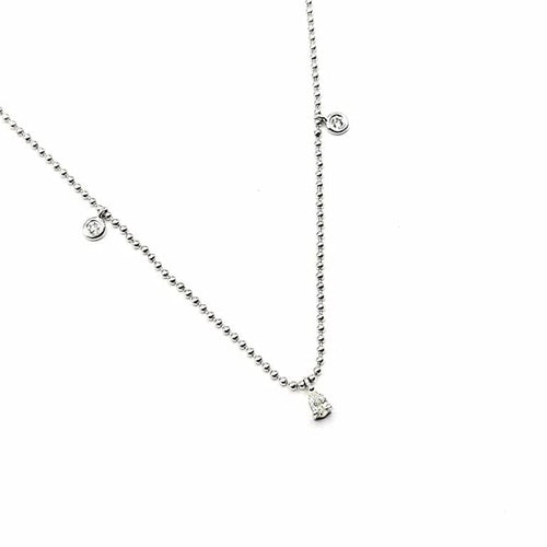 Collier Collier or blanc serti de diamants naturels 58 Facettes
