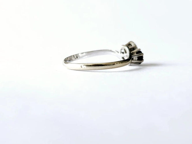 Bague 53 Bague toi et moi en or blanc 18 k avec diamant et saphir 58 Facettes