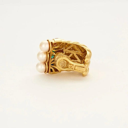 Boucles d'oreilles Boucles d’oreilles clips corne d’abondance en or jaune 18k et pierres 58 Facettes AB32