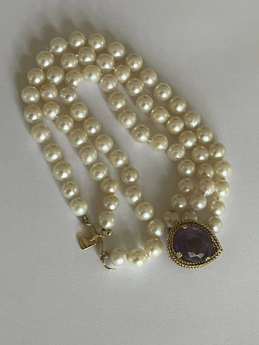 Bracelet Bracelet 3 rangs Perles Fermoir Or Jaune Améthyste 58 Facettes 5462