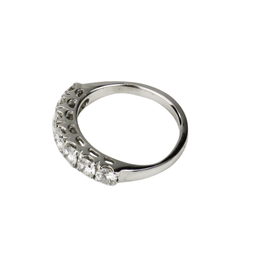 戒指53.5 14K黄金戒指半圈钻戒，镶有7颗明亮式切割钻石58 Facettes 2964