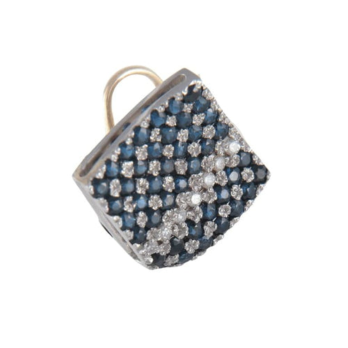 Boucles d'oreilles Clous d'oreilles Carré pavage Saphirs Diamants 58 Facettes 1