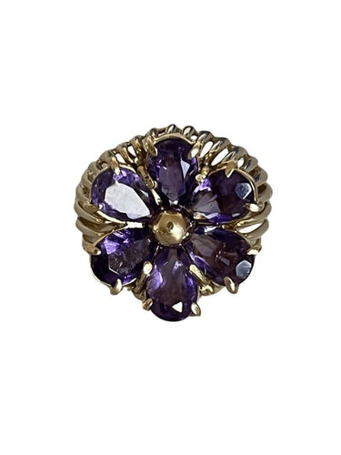 Bague 58 Bague Fils d'Or Jaune Améthystes 58 Facettes 5512