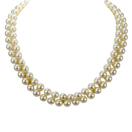 Halskjede Halskjede - Akoya-perler i to rader i 14K hvitt gull, diamanter og safir 58 Facettes 2029