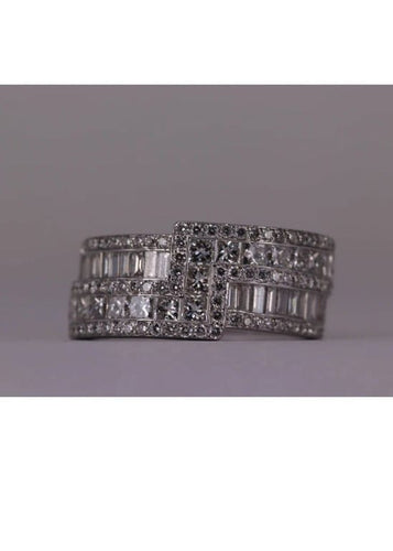 Bague 53 Bague Zigzag Or blanc et Diamants 58 Facettes RNG2646